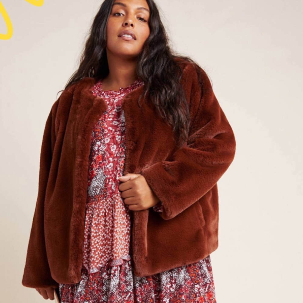 Sanctuary Starry Night brown soft fur jacket 3X